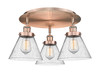 INNOVATIONS 916-3C-AC-G44 Cone 3 19.5 inch Flush Mount Antique Copper