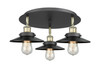 INNOVATIONS 916-3C-BAB-M6-BK Ballston Urban 3 19.75 inch Flush Mount Black Antique Brass