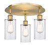 INNOVATIONS 516-3C-BB-G802 Clymer 3 15.625 inch Flush Mount Brushed Brass