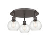 INNOVATIONS 516-3C-OB-G124-6 Athens 3 17.75 inch Flush Mount Oil Rubbed Bronze