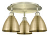 INNOVATIONS 516-3C-AB-MBD-75-AB Ballston Dome 3 19.25 inch Flush Mount Antique Brass
