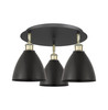 INNOVATIONS 516-3C-BAB-MBD-75-BK Ballston Dome 3 19.25 inch Flush Mount Black Antique Brass