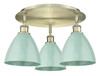 INNOVATIONS 516-3C-AB-MBD-75-SF Ballston Dome 3 19.25 inch Flush Mount Antique Brass