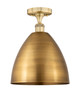 INNOVATIONS 616-1F-BB-MBD-12-BB Metal Bristol 1 Light 12 inch Semi-Flush Mount Brushed Brass