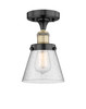 INNOVATIONS 616-1F-BAB-G64 Cone 1 6.5 inch Semi-Flush Mount Black Antique Brass