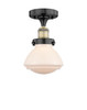 INNOVATIONS 616-1F-BAB-G321 Olean 1 6.5 inch Semi-Flush Mount Black Antique Brass