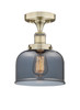 INNOVATIONS 616-1F-AB-G73 Bell 1 6.5 inch Semi-Flush Mount Antique Brass