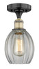 INNOVATIONS 616-1F-BAB-G82 Eaton 1 5.5 inch Semi-Flush Mount Black Antique Brass