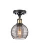 INNOVATIONS 516-1C-BAB-G1213-6SM Deco Swirl 1 Light 6 inch Semi-Flush Mount Black Antique Brass