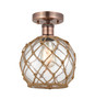 INNOVATIONS 616-1F-AC-G122-8RB Farmhouse Rope 1 8 inch Semi-Flush Mount Antique Copper