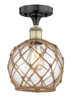 INNOVATIONS 616-1F-BAB-G122-8RB Farmhouse Rope 1 8 inch Semi-Flush Mount Black Antique Brass