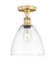 INNOVATIONS 616-1F-BB-GBD-92 Bristol Glass 1 9 inch Semi-Flush Mount Brushed Brass
