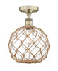 INNOVATIONS 616-1F-AB-G122-10RB Farmhouse Rope 1 10 inch Semi-Flush Mount Antique Brass