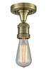 INNOVATIONS 517-1C-AB-LED Bare Bulb 1 Light Semi-Flush Mount part of the Franklin Restoration Collection Antique Brass