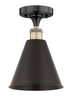 INNOVATIONS 616-1F-BAB-MBC-8-BK Ballston Cone 1 8 inch Semi-Flush Mount Black Antique Brass