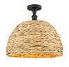 INNOVATIONS 516-1C-OB-RBD-16-NAT Woven Rattan 1 15.75 inch Semi-Flush Mount Oil Rubbed Bronze