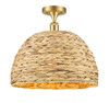 INNOVATIONS 516-1C-SG-RBD-16-NAT Woven Rattan 1 15.75 inch Semi-Flush Mount Satin Gold