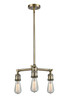 INNOVATIONS 207-AB-LED Bare Bulb 3 Light Chandelier part of the Franklin Restoration Collection Antique Brass
