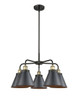 INNOVATIONS 916-5CR-BAB-M13-BK Ballston Urban 5 26 inch Chandelier Black Antique Brass