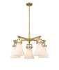 INNOVATIONS 411-5CR-BB-G411-7WH Newton Cone 5 26 inch Chandelier Brushed Brass