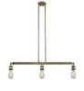 INNOVATIONS 213-AB Bare Bulb 3 Light Island Light part of the Franklin Restoration Collection Antique Brass