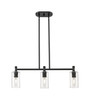 INNOVATIONS 434-3I-BK-G434-7CL Crown Point 3 30.5 inch Island Lighting Matte Black