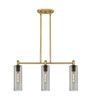INNOVATIONS 434-3I-BB-G434-12SM Crown Point 3 30.5 inch Island Lighting Brushed Brass INNOVATIONS 434-3I-BB-G434-12SM Crown Point 3 30.5 inch Island Lighting Brushed Brass