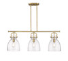 INNOVATIONS 410-3I-BB-G412-10SDY Newton Bell 3 41.5 inch Island Lighting Brushed Brass