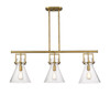 INNOVATIONS 411-3I-BB-G411-10SDY Newton Cone 3 41.5 inch Island Lighting Brushed Brass