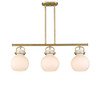 INNOVATIONS 410-3I-BB-G410-10WH Newton Sphere 3 41.5 inch Island Lighting Brushed Brass