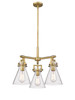 INNOVATIONS 411-3CR-BB-G411-7SDY Newton Cone 3 20.625 inch Pendant Brushed Brass