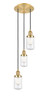 INNOVATIONS 113F-3P-SG-G312 Dover 3 Light Multi-Pendant part of the Franklin Restoration Collection Satin Gold