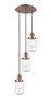 INNOVATIONS 113F-3P-AC-G314 Dover 3 Light Multi-Pendant part of the Franklin Restoration Collection Antique Copper