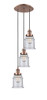 INNOVATIONS 113F-3P-AC-G184 Canton 3 Light Multi-Pendant part of the Franklin Restoration Collection Antique Copper