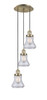 INNOVATIONS 113F-3P-AB-G192 Bellmont 3 Light Multi-Pendant part of the Franklin Restoration Collection Antique Brass