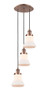 INNOVATIONS 113F-3P-AC-G191 Bellmont 3 Light Multi-Pendant part of the Franklin Restoration Collection Antique Copper