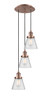 INNOVATIONS 113F-3P-AC-G64 Cone 3 Light Multi-Pendant part of the Franklin Restoration Collection Antique Copper