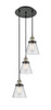 INNOVATIONS 113F-3P-BAB-G64 Cone 3 Light Multi-Pendant part of the Franklin Restoration Collection Black Antique Brass