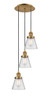 INNOVATIONS 113F-3P-BB-G64 Cone 3 Light Multi-Pendant part of the Franklin Restoration Collection Brushed Brass