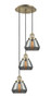 INNOVATIONS 113F-3P-AB-G173 Fulton 3 Light Multi-Pendant part of the Franklin Restoration Collection Antique Brass