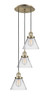 INNOVATIONS 113F-3P-AB-G42 Cone 3 Light Multi-Pendant part of the Franklin Restoration Collection Antique Brass