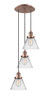 INNOVATIONS 113F-3P-AC-G42 Cone 3 Light Multi-Pendant part of the Franklin Restoration Collection Antique Copper