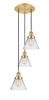 INNOVATIONS 113F-3P-SG-G42 Cone 3 Light Multi-Pendant part of the Franklin Restoration Collection Satin Gold