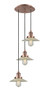 INNOVATIONS 113F-3P-AC-G2 Halophane 3 Light Multi-Pendant part of the Franklin Restoration Collection Antique Copper