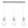 INNOVATIONS 123-450-1P-SN-G450-6CL Malone 3 Light 38 inch Linear Pendant Brushed Satin Nickel