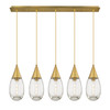 INNOVATIONS 125-450-1P-BB-G450-6CL Malone 4 Light 38 inch Linear Pendant Brushed Brass