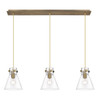 INNOVATIONS 123-410-1PS-BB-G411-8CL Newton Cone 5 Light 40 inch Linear Pendant Brushed Brass