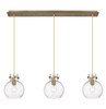 INNOVATIONS 123-410-1PS-BB-G410-8CL Newton Sphere 3 Light 40 inch Linear Pendant Brushed Brass