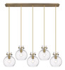 INNOVATIONS 125-410-1PS-BB-G410-8CL Newton Sphere 5 Light 40 inch Linear Pendant Brushed Brass