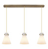 INNOVATIONS 123-410-1PS-BB-G411-8WH Newton Cone 5 Light 40 inch Linear Pendant Brushed Brass